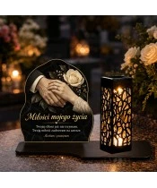 Duży znicz solarny LED XL - Miłości mojego życia - splecione dłonie - 5