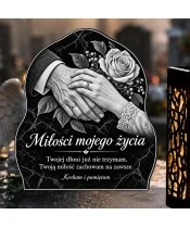 Duży znicz solarny LED XL - Miłości mojego życia - splecione dłonie - grawer - 4