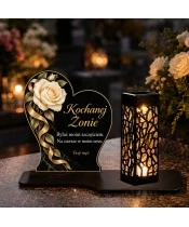 Duży znicz solarny LED XL - Herbaciana róża dla żony - 5