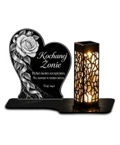 Duży znicz solarny LED XL - Herbaciana róża dla żony - grawer - 1