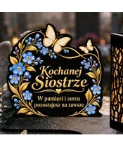 Znicz solarny LED XL dla siostry - Niezapominajki - zbliżenie