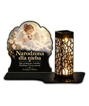 Znicz solarny LED XL dla dziewczynki - Narodzona dla nieba - widok główny