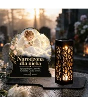 Znicz solarny LED XL dla dziewczynki - Narodzona dla nieba - widok produktu