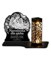 Znicz solarny LED XL dla dziewczynki - Narodzona dla nieba - grawer - widok główny