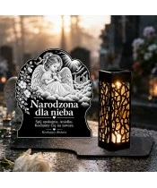 Znicz solarny LED XL dla dziewczynki - Narodzona dla nieba - grawer - widok produktu