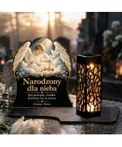 Znicz solarny LED XL dla chłopca - Narodzony dla nieba - widok produktu