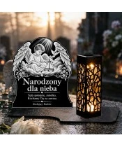 Znicz solarny LED XL dla chłopca - Narodzony dla nieba - grawer - widok produktu