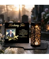 Znicz solarny LED XL dla taty ze zdjęciem - Kochany Tato - widok produktu