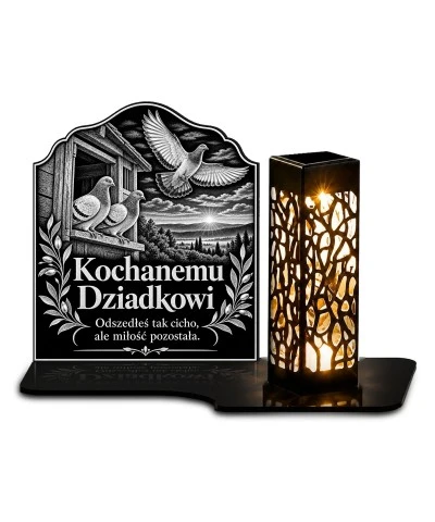Znicz solarny LED XL dla gołębiarza - gołębie pamięci - grawer - widok główny