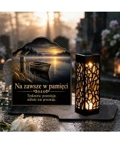 Znicz solarny LED XL łódź przy cichym brzegu - widok produktu