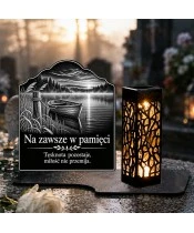 Znicz solarny LED XL łódź przy cichym brzegu - grawer - widok produktu