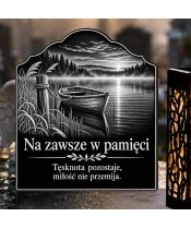 Znicz solarny LED XL łódź przy cichym brzegu - grawer - widok produktu