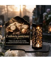 Znicz solarny LED XL zegarek i listy - widok produktu