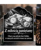 Znicz solarny LED XL zegarek i listy - grawer - widok produktu