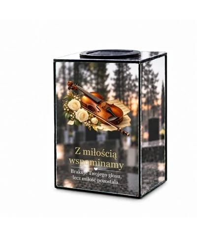 Znicz lustrzany solarny LED 15 cm – ostatnia melodia - widok główny