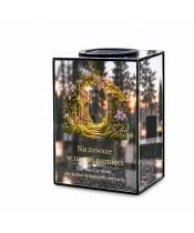 Znicz lustrzany solarny LED 15 cm – uchylona furtka - widok główny