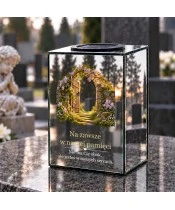 Znicz lustrzany solarny LED 15 cm – uchylona furtka - widok produktu