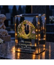Znicz lustrzany solarny LED 15 cm – uchylona furtka - widok produktu