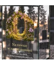 Znicz lustrzany solarny LED 15 cm – uchylona furtka - widok produktu