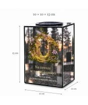 Znicz lustrzany solarny LED 15 cm – uchylona furtka - widok produktu
