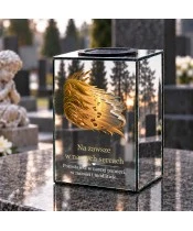 Znicz lustrzany solarny LED 15 cm – ślady na piasku - widok produktu