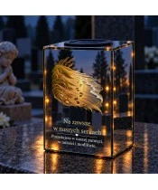 Znicz lustrzany solarny LED 15 cm – ślady na piasku - widok produktu