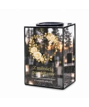 Znicz lustrzany solarny LED 15 cm – serce z róż - widok główny