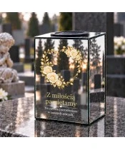 Znicz lustrzany solarny LED 15 cm – serce z róż - widok produktu