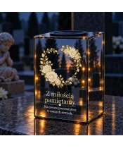 Znicz lustrzany solarny LED 15 cm – serce z róż - widok produktu