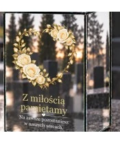 Znicz lustrzany solarny LED 15 cm – serce z róż - widok produktu