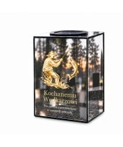 Znicz lustrzany solarny LED 15 cm – wędkarz z rybą - widok główny