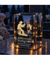 Znicz lustrzany solarny LED 15 cm – wędkarz z rybą - widok produktu