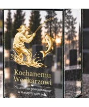 Znicz lustrzany solarny LED 15 cm – wędkarz z rybą - widok produktu