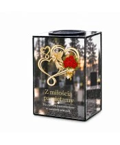 Znicz lustrzany solarny LED 15 cm – serca, anioł i róże - widok główny