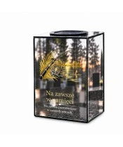 Znicz lustrzany solarny LED 15 cm – wędkarz — spokojna woda - widok główny
