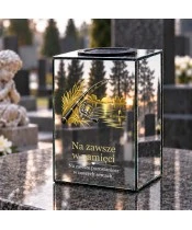 Znicz lustrzany solarny LED 15 cm – wędkarz — spokojna woda - widok produktu