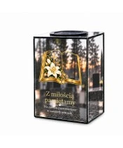 Znicz lustrzany solarny LED 15 cm – księga z lilią - widok główny