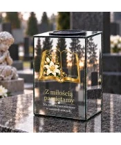 Znicz lustrzany solarny LED 15 cm – księga z lilią - widok produktu