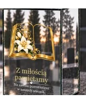 Znicz lustrzany solarny LED 15 cm – księga z lilią - widok produktu