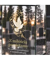 Znicz lustrzany solarny LED 15 cm – gołąb pokoju i krzyż - widok produktu