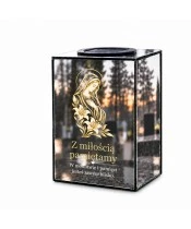 Znicz lustrzany solarny LED 15 cm – maryja i białe lilie - widok główny