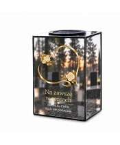Znicz lustrzany solarny LED 15 cm – serce z delikatnymi różami - widok główny