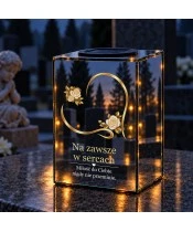 Znicz lustrzany solarny LED 15 cm – serce z delikatnymi różami - widok produktu