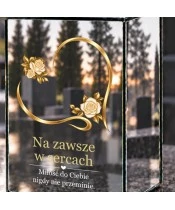 Znicz lustrzany solarny LED 15 cm – serce z delikatnymi różami - widok produktu