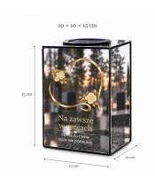 Znicz lustrzany solarny LED 15 cm – serce z delikatnymi różami - widok produktu