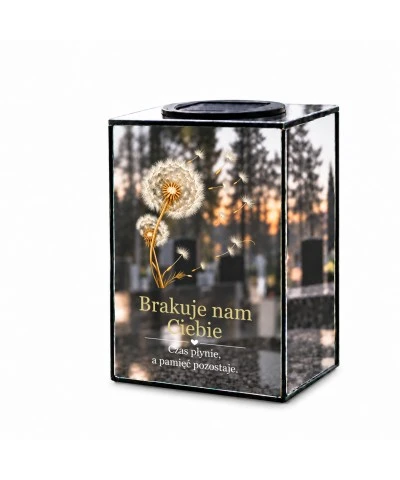 Znicz lustrzany solarny LED 15 cm – dmuchawiec wspomnień - widok główny