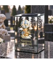 Znicz lustrzany solarny LED 15 cm – miś w balonie — aniołkowi - widok produktu
