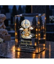 Znicz lustrzany solarny LED 15 cm – miś w balonie — aniołkowi - widok produktu