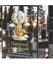 Znicz lustrzany solarny LED 15 cm – miś w balonie — aniołkowi - widok produktu