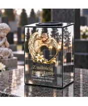 Znicz lustrzany solarny LED 15 cm – anioł przy sercu - widok produktu
